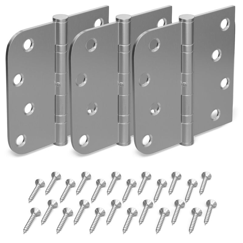 KS Hardware Stainless Steel Ball Bearing NRP Door Hinges | Heavy Duty Interior & Exterior Door Hardware for Left & Right Doors (2 Rounded Corners x 2 Squared Corners) - Image 1